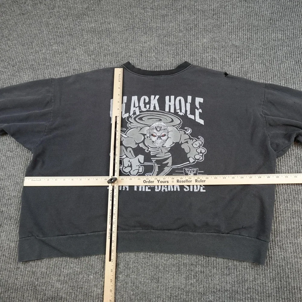 Vintage Oakland Raiders Sweatshirt Mens 3XL Black NFL Mickey Unlimited 90s - Picture 11 of 14